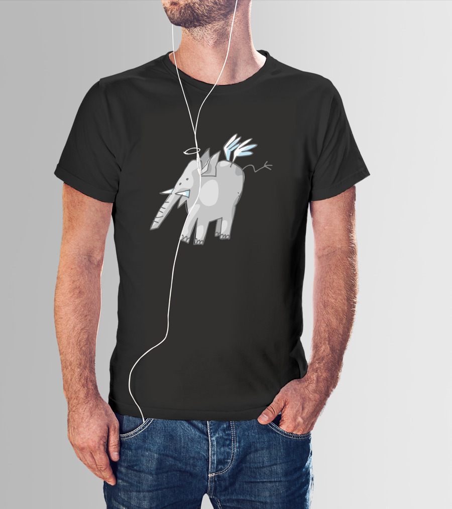 Angelphant 4047 Wings And Halo Elephant T-Shirt