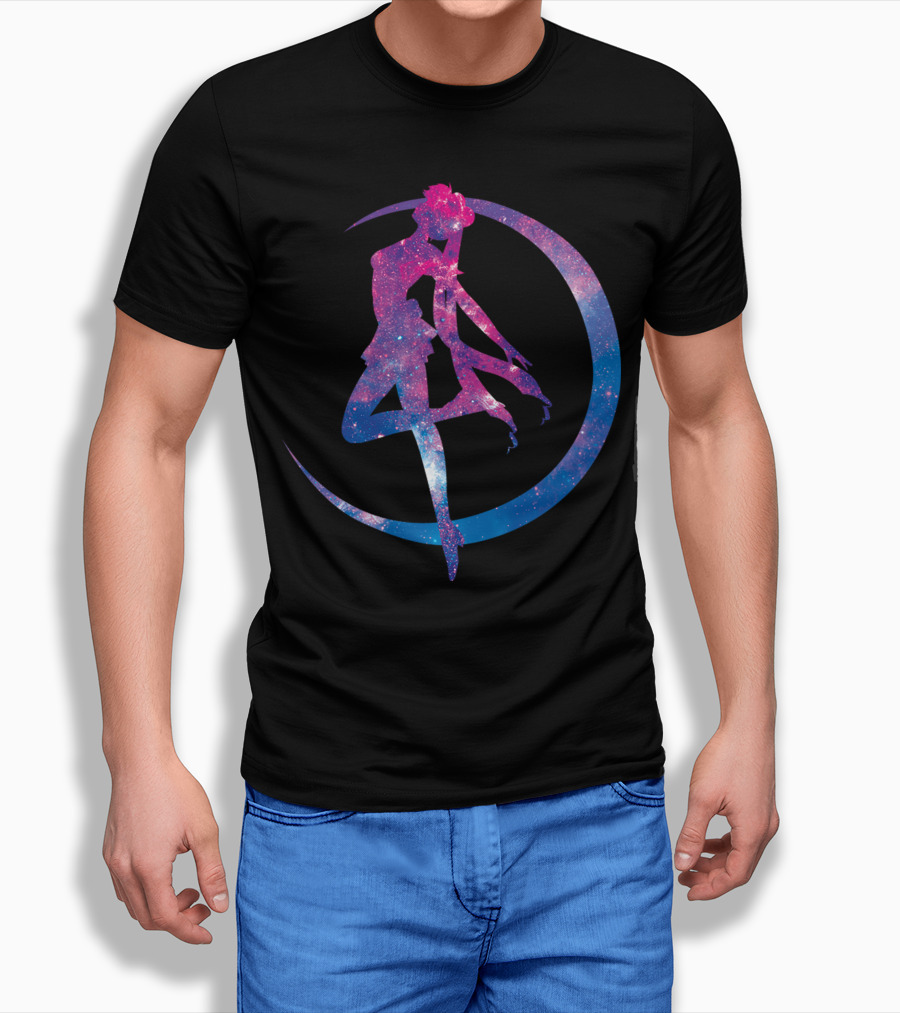 Sailor Moon Galaxy Silhouette Lunar Pose T-Shirt