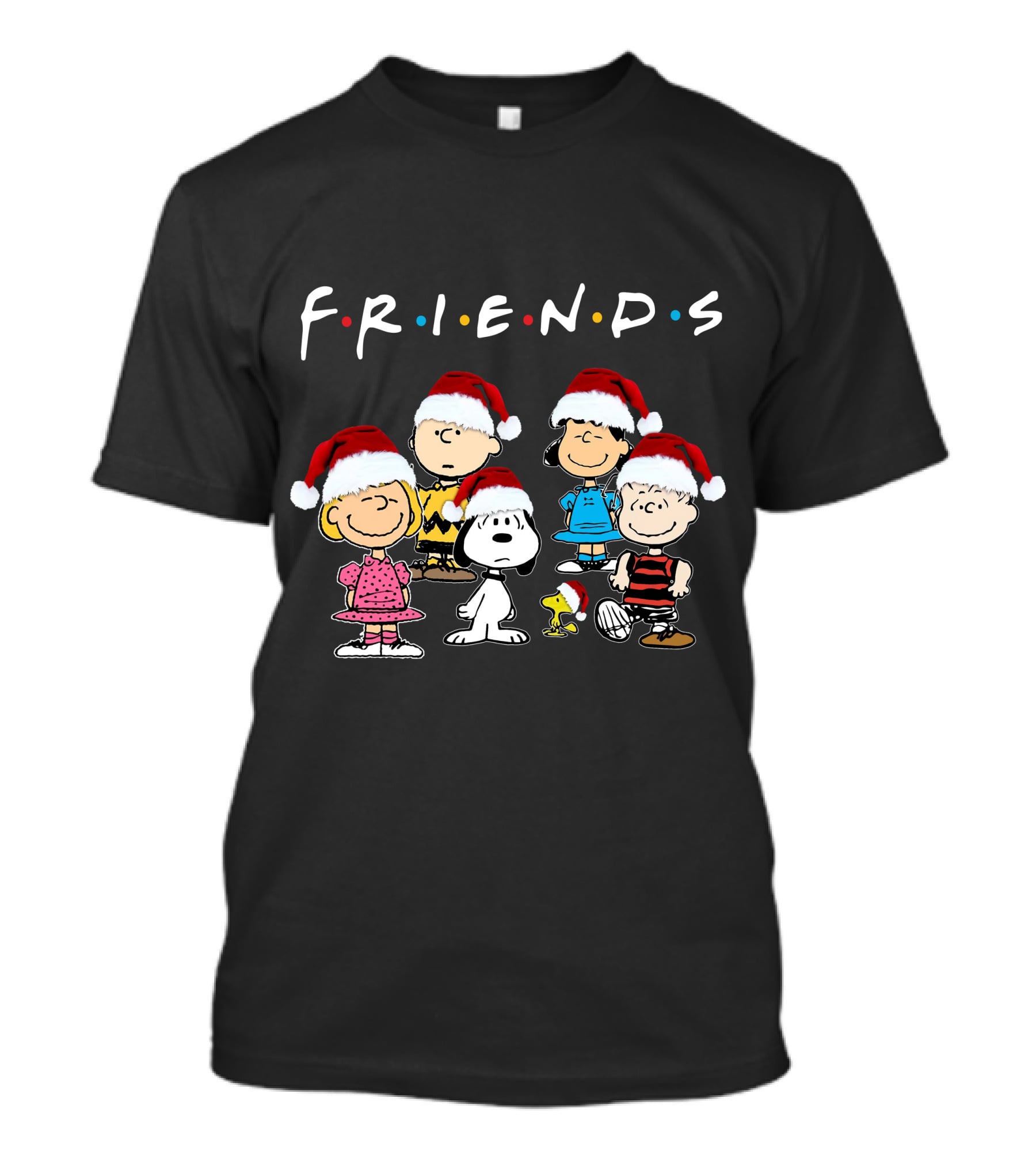 Snoopy Peanuts Friends Christmas Characters Santa Hats T-Shirt