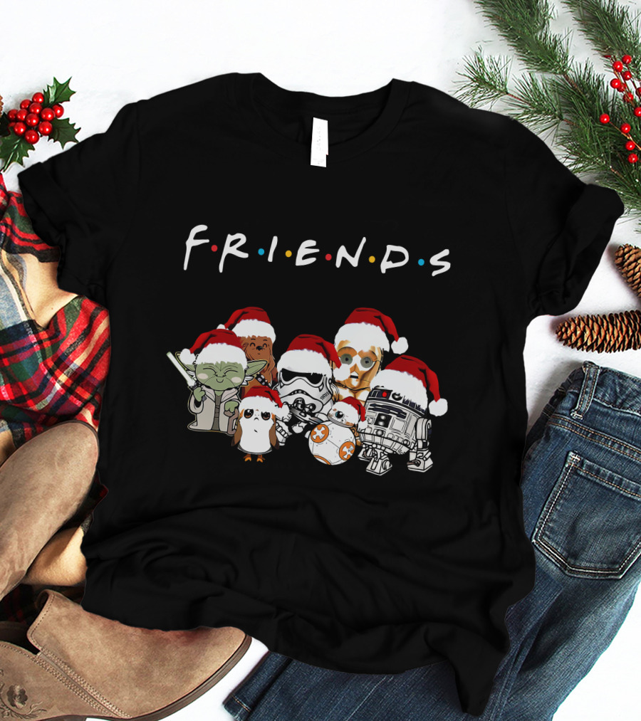 FRIENDS Starwars Characters Santa Hats T-Shirt