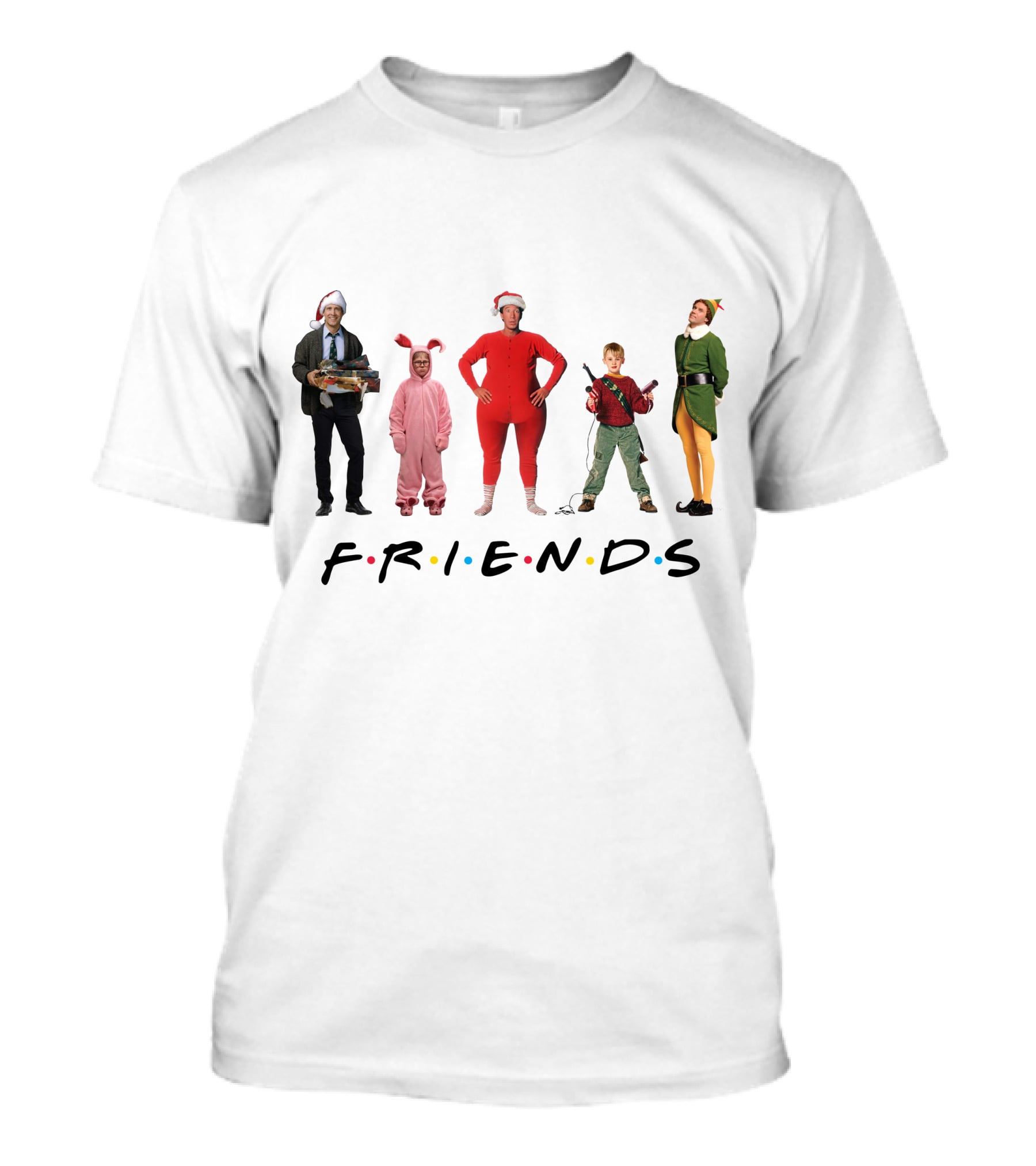 Friends Christmas Santa Bunny Pajamas Elf BB Gun T-Shirt