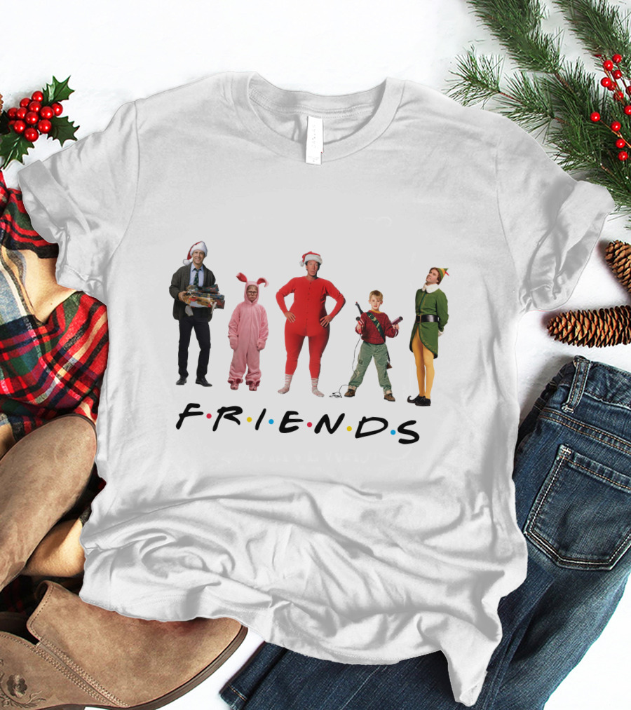 Friends Christmas Santa Bunny Pajamas Elf BB Gun T-Shirt