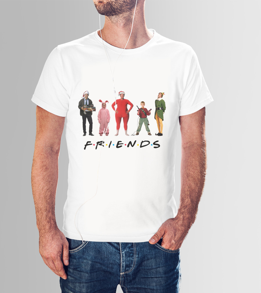 Friends Christmas Santa Bunny Pajamas Elf BB Gun T-Shirt