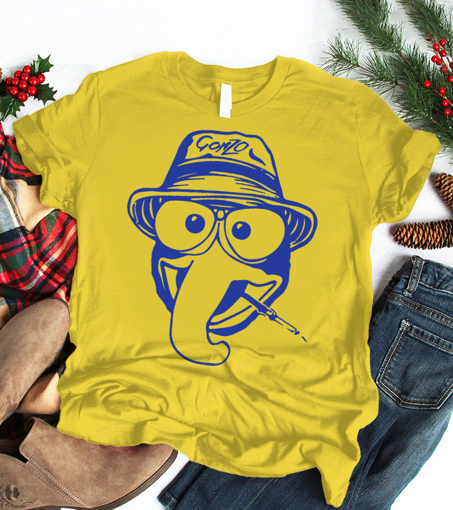 Gonzo Hunter S. Thompson Blue Art With Hat And Cigarette T-Shirt