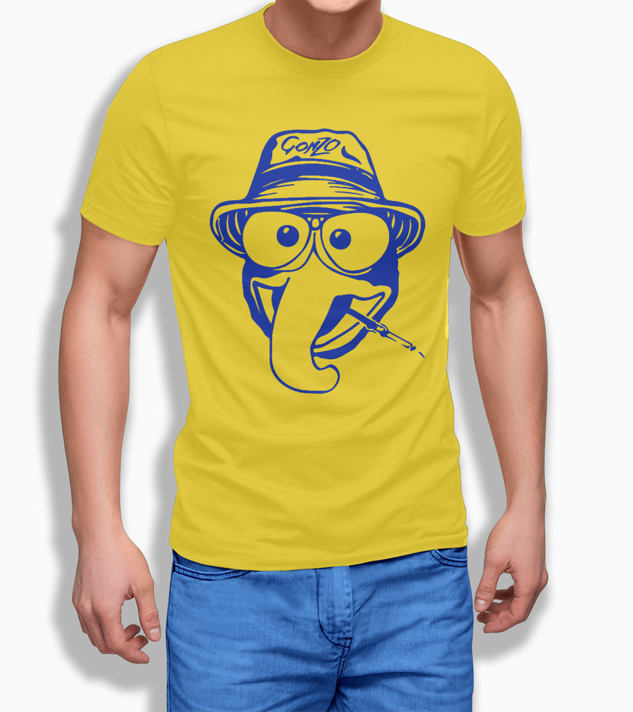 Gonzo Hunter S. Thompson Blue Art With Hat And Cigarette T-Shirt