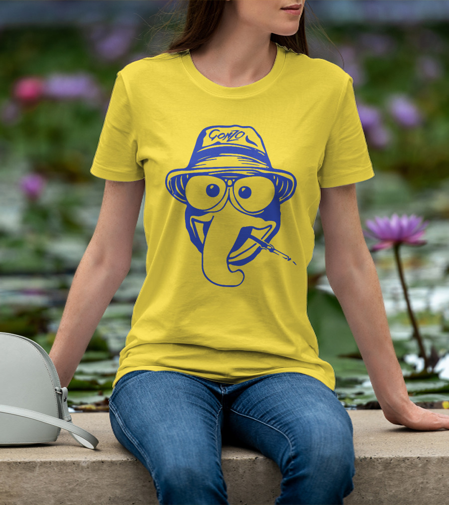 Gonzo Hunter S. Thompson Blue Art With Hat And Cigarette T-Shirt