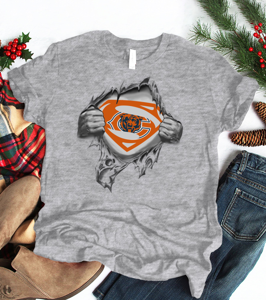 Chicago Bears Superhero Logo Tear T-Shirt