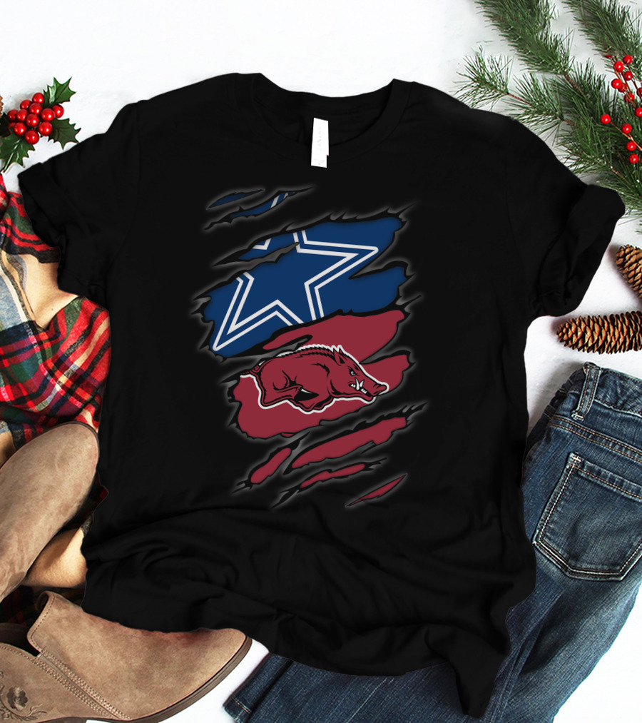 Dallas Cowboys And Arkansas Razorbacks Tear T-Shirt