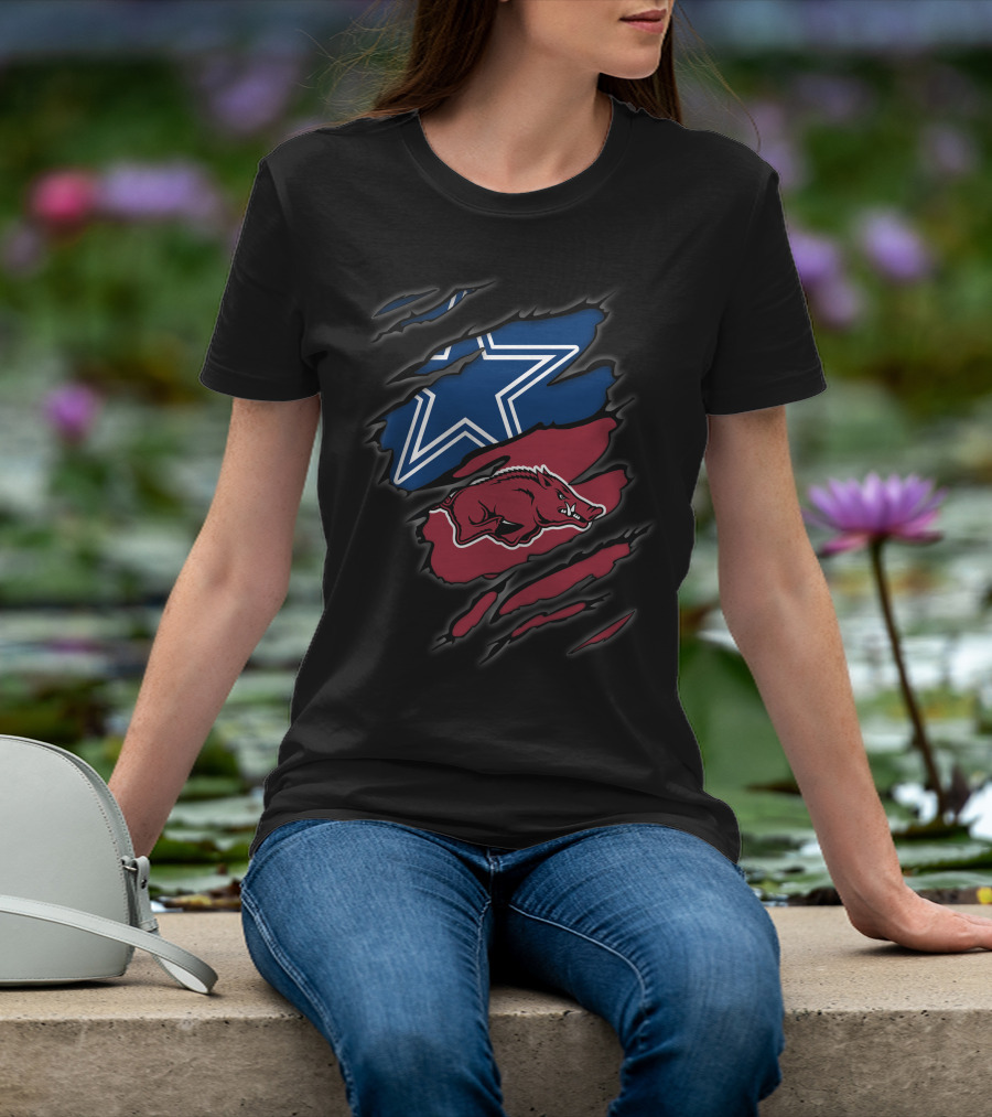 Dallas Cowboys And Arkansas Razorbacks Tear T-Shirt