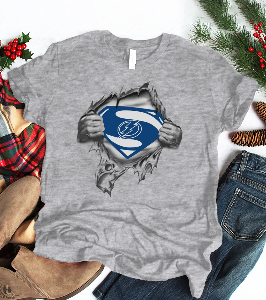 Superman Lightning Bolt Shield Rip T-Shirt