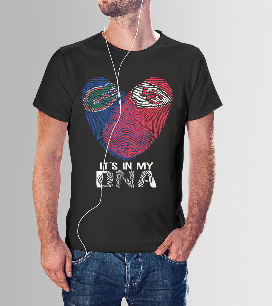 Gators Chiefs It's In My Dna Heart Fingerprint T-Shirt