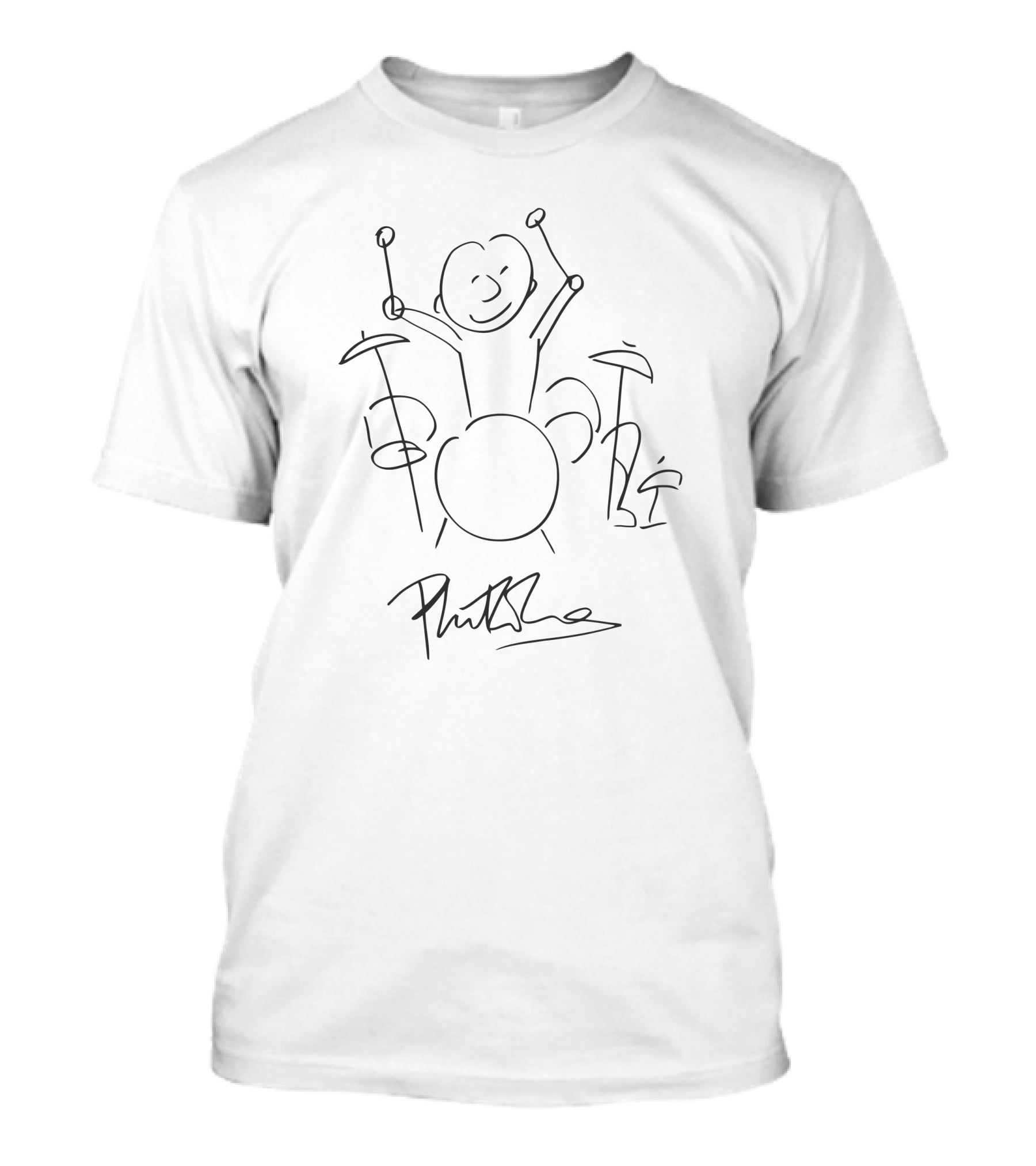 Phil Collins Sketch Drummer Art Signature T-Shirt