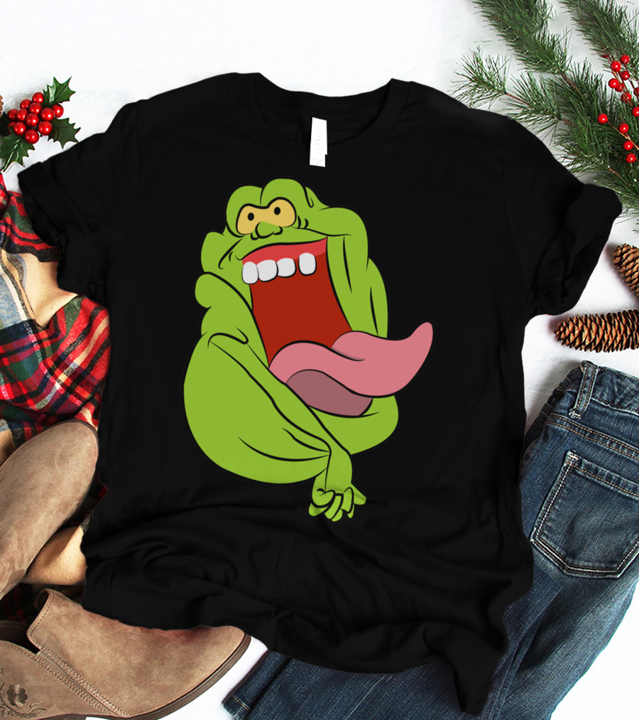 The Real Ghostbusters Slimer Tongue Out Iconic Cartoon Ghost Character T-Shirt