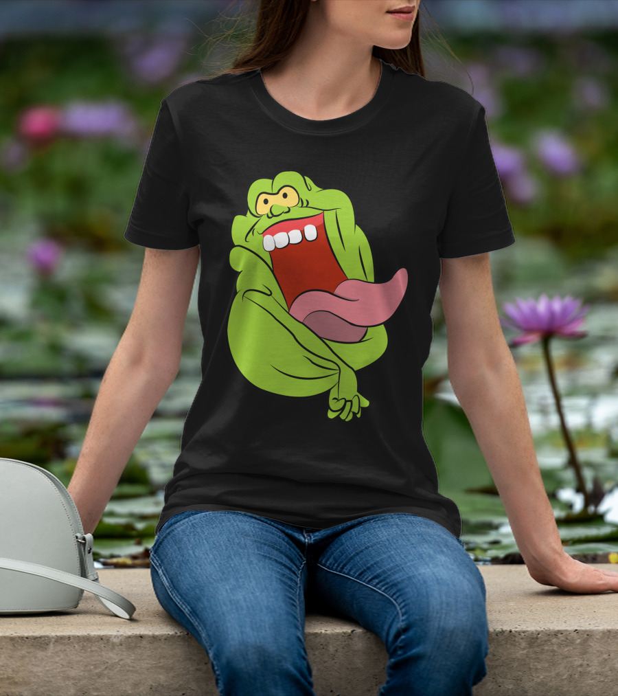 The Real Ghostbusters Slimer Tongue Out Iconic Cartoon Ghost Character T-Shirt