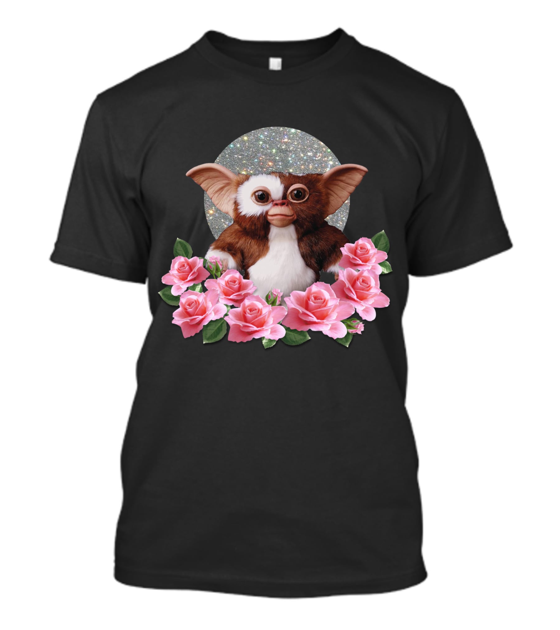 Mogwai Gizmo Glitter Moon With Pink Roses T-Shirt