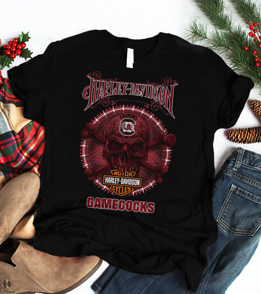 Harley Davidson South Carolina Gamecocks Skull T-Shirt