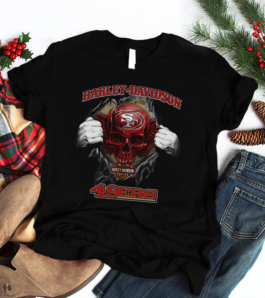 Harley Davidson Nfl Skull San Francisco 49ers T-Shirt