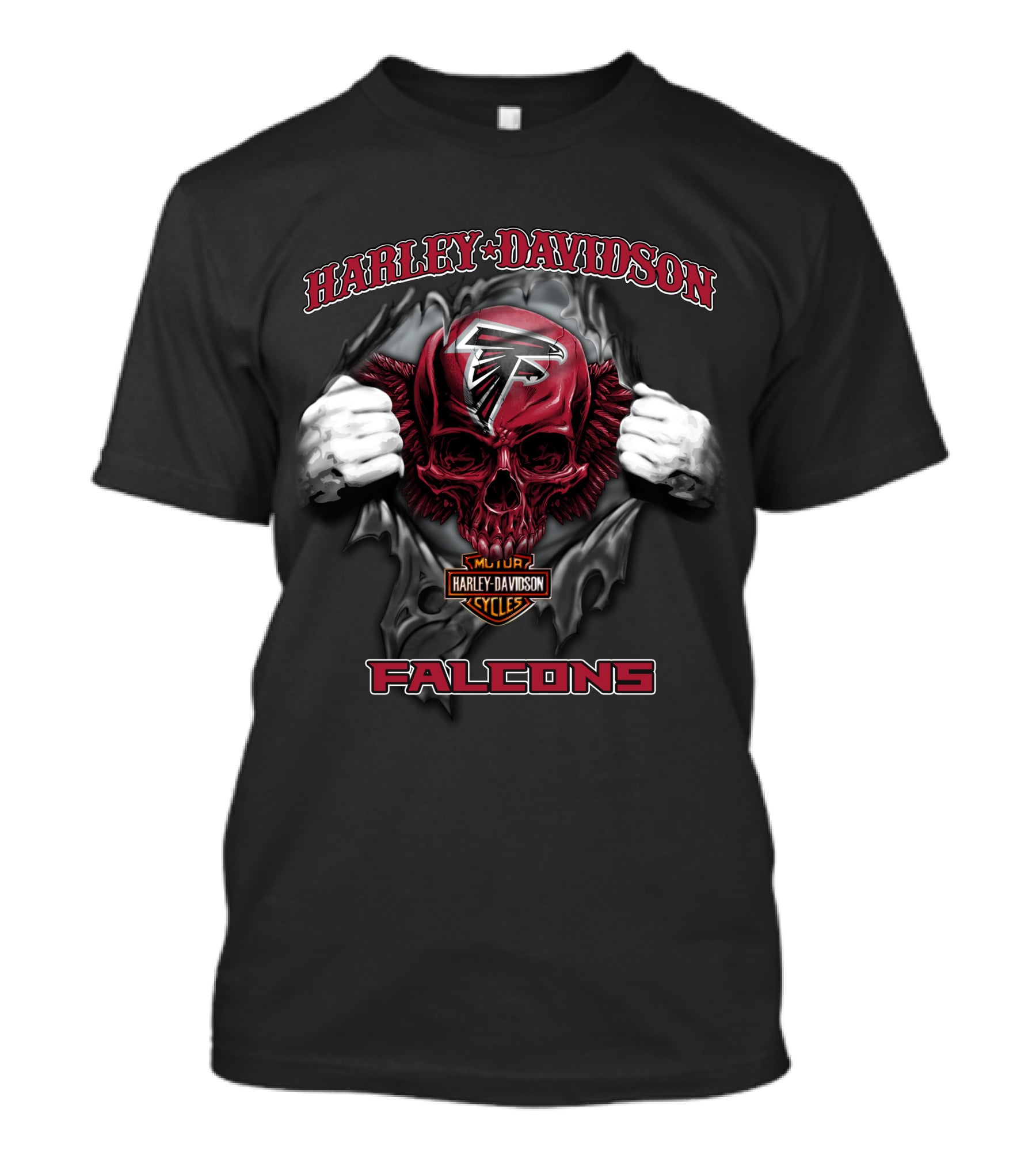 Harley Davidson Atlanta Falcons Nfl Skull Cycles Falcons T-Shirt
