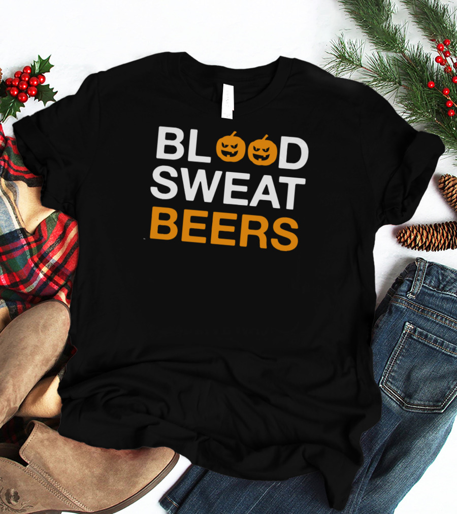 Blood Sweat Beers Halloween Pumpkins T-Shirt