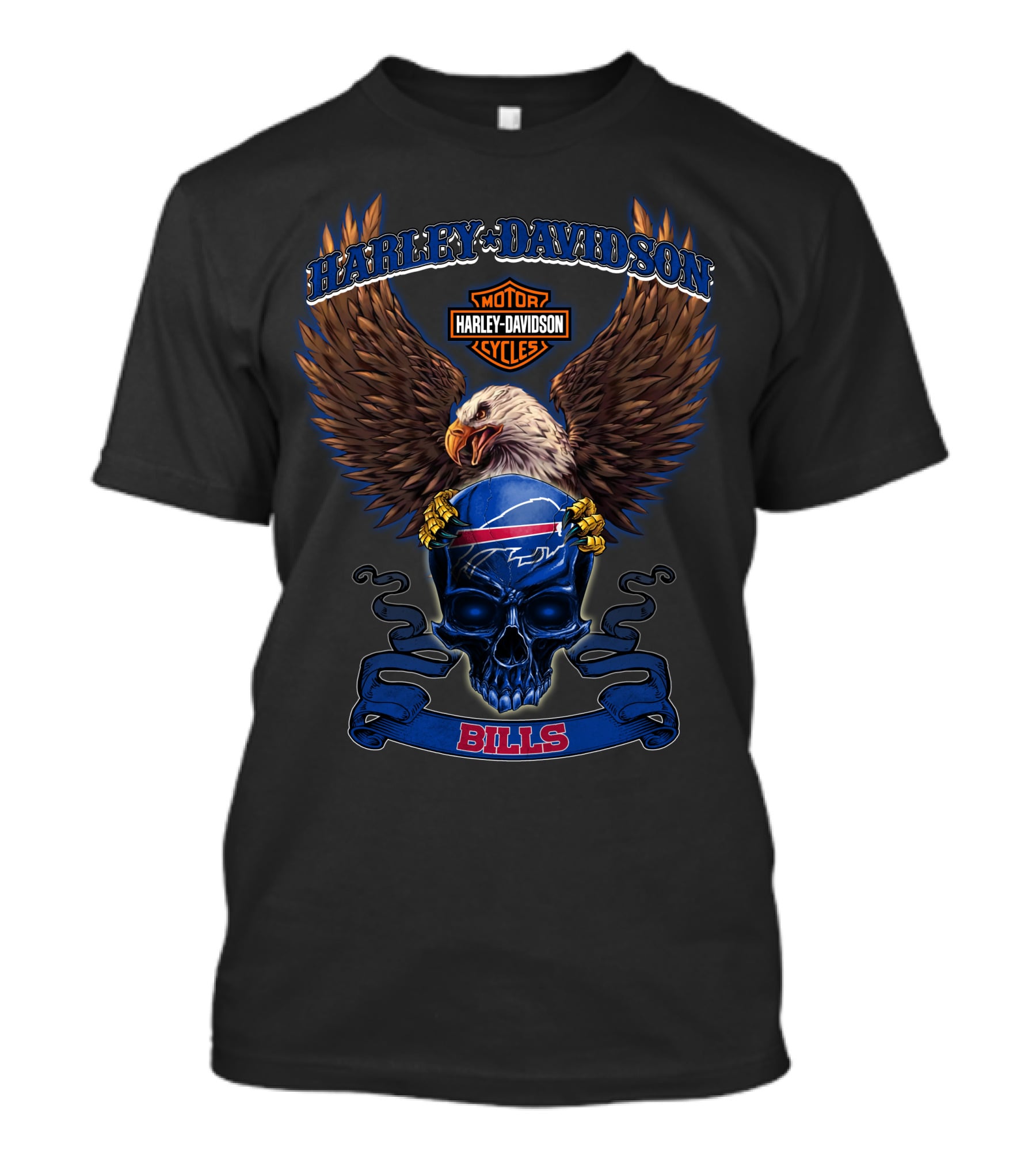 Harley Davidson Motor Cycles Bald Eagle Buffalo Bills T-Shirt