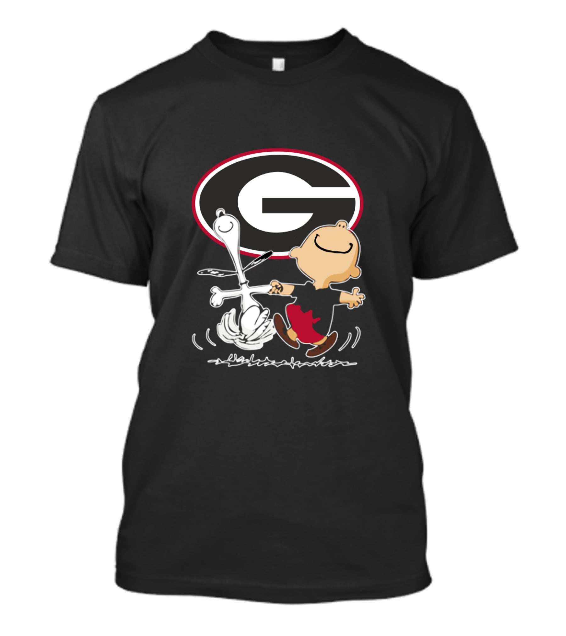Georgia Bulldogs Football Peanuts Characters Dancing T-Shirt
