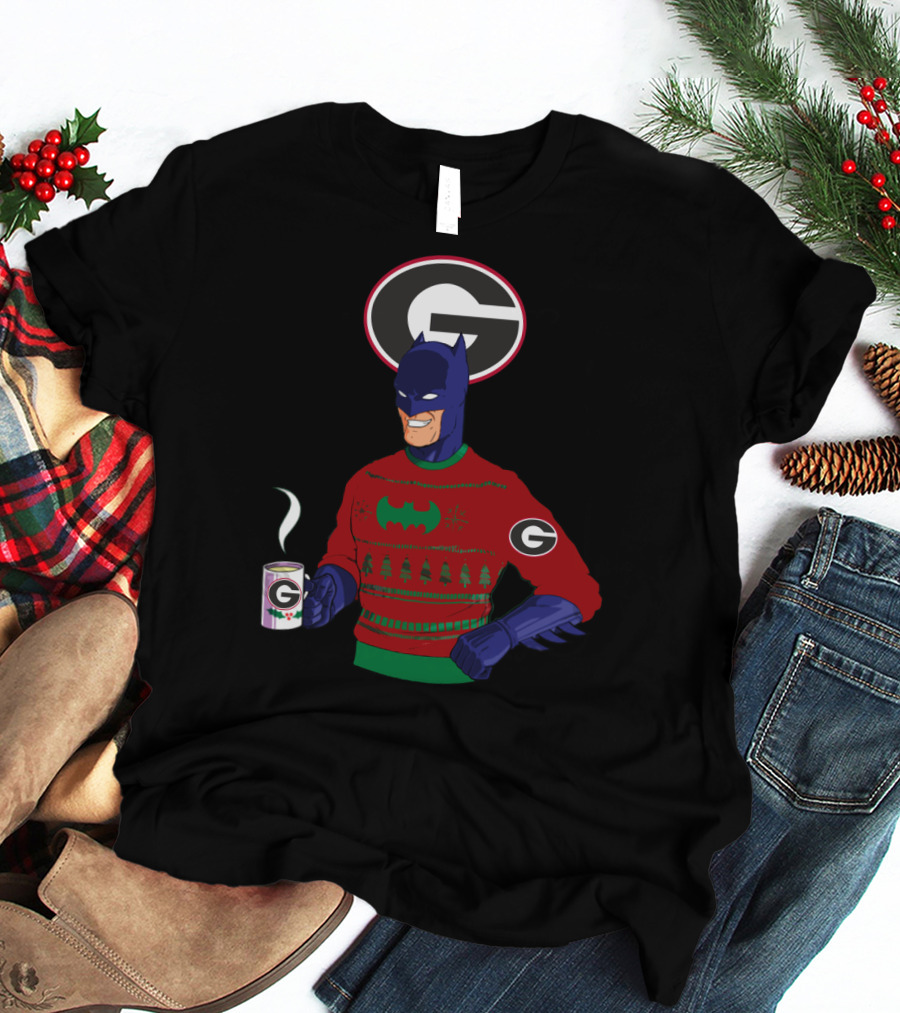 Georgia Bulldogs Batman Christmas Sweater With Logo And Coffee Mug T-Shirt