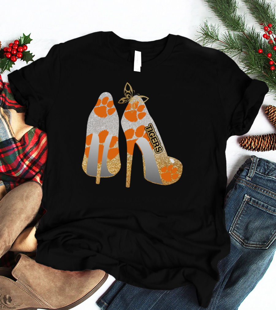 Clemson Tigers High Heel Paw Print Fashion T-Shirt