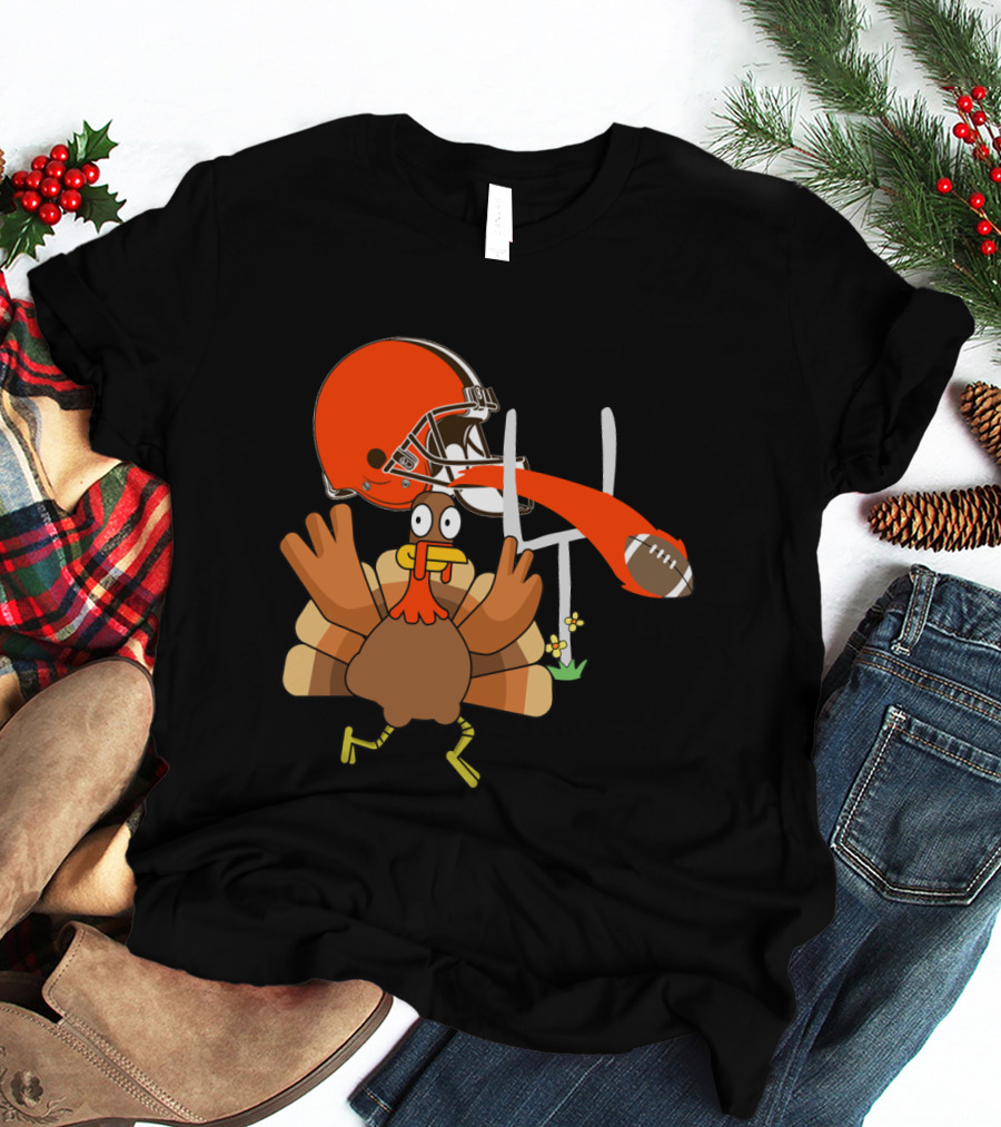 Cleveland Browns Turkey Thanksgiving Football Helmet T-Shirt
