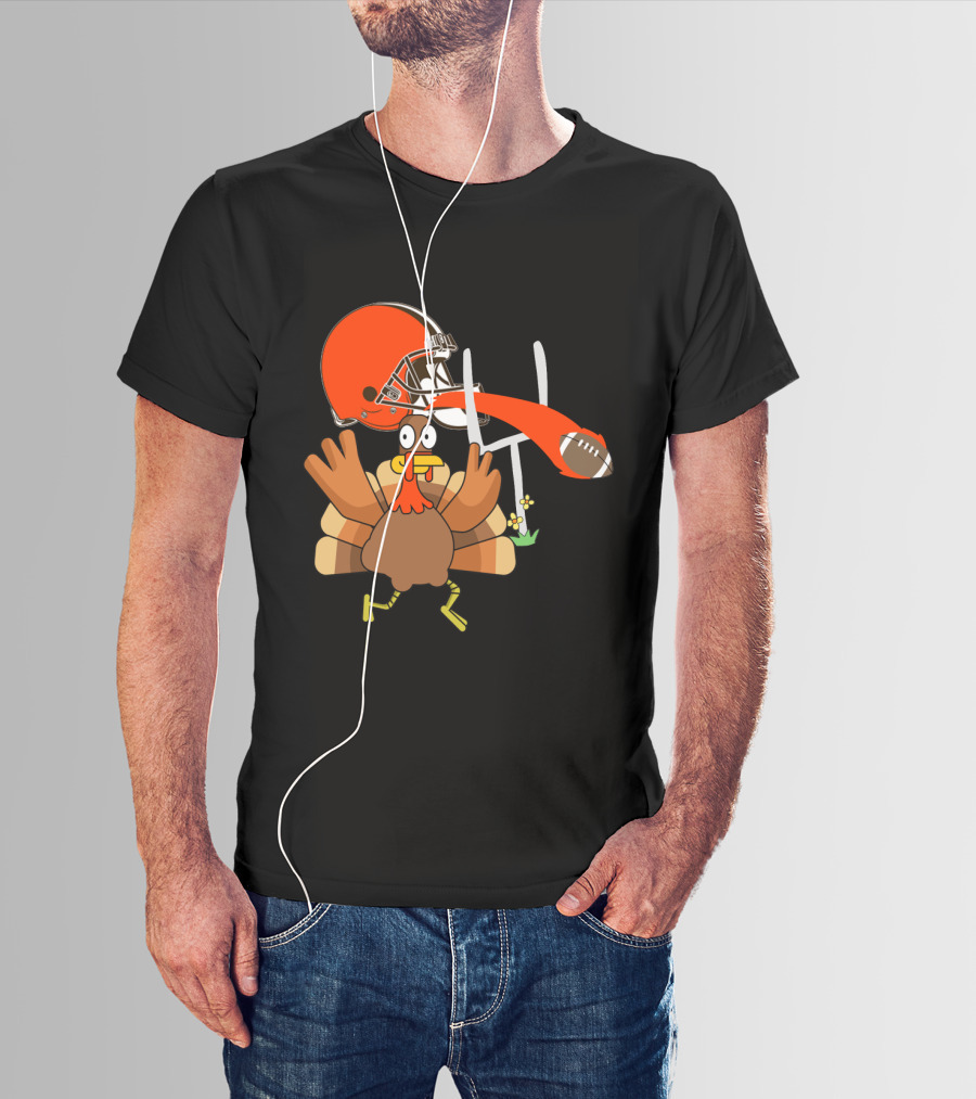 Cleveland Browns Turkey Thanksgiving Football Helmet T-Shirt