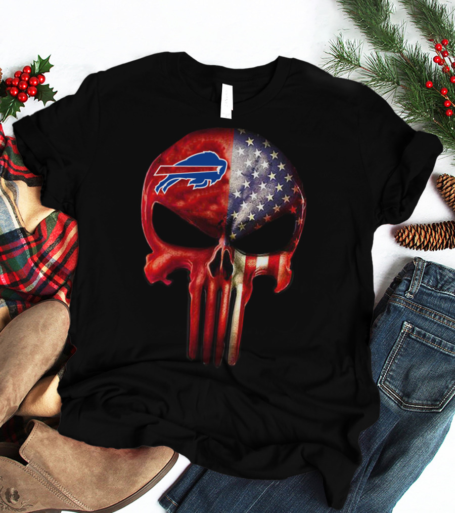 Buffalo Bills Skull American Flag T-Shirt