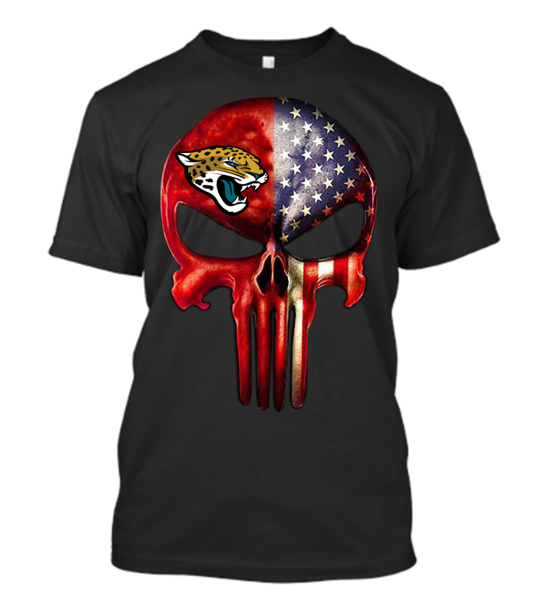 Jacksonville Jaguars American Flag Punisher Skull T-Shirt