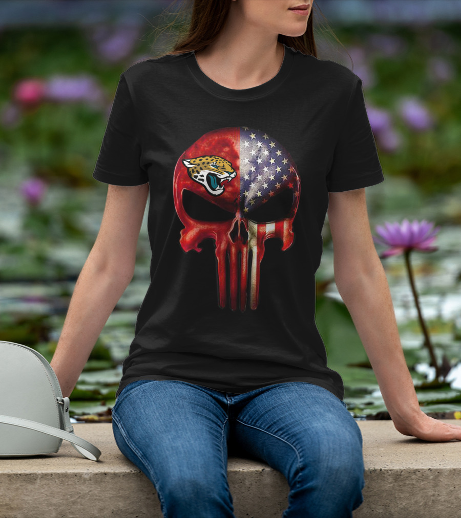 Jacksonville Jaguars American Flag Punisher Skull T-Shirt