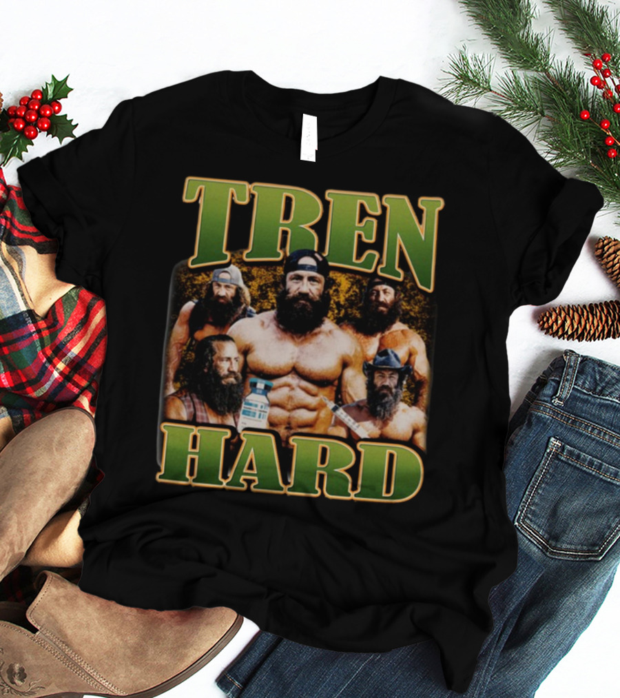 TREN HARD Bodybuilding Bearded Muscular Men With Medicine Bottle T-Shirt
