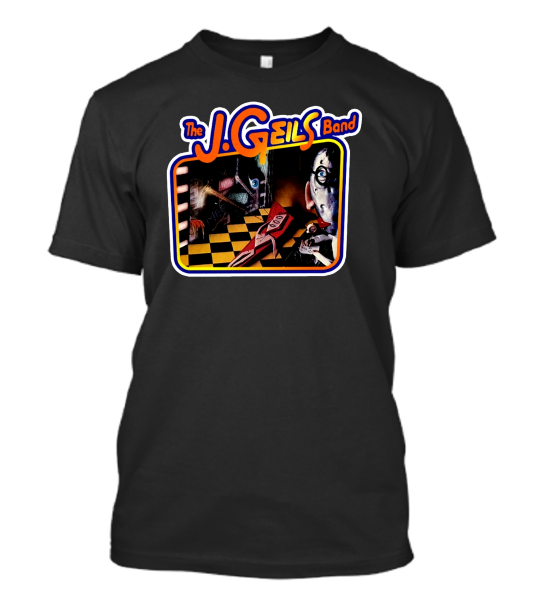 The J. Geils Band Surreal Checkerboard Room Cover T-Shirt
