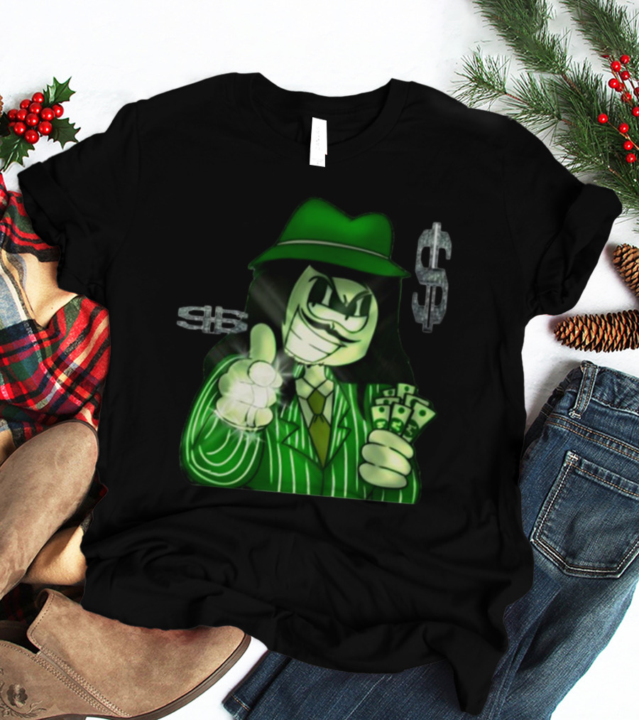 Green Gangsta Spongewhang With Money And Dollar Signs T-Shirt
