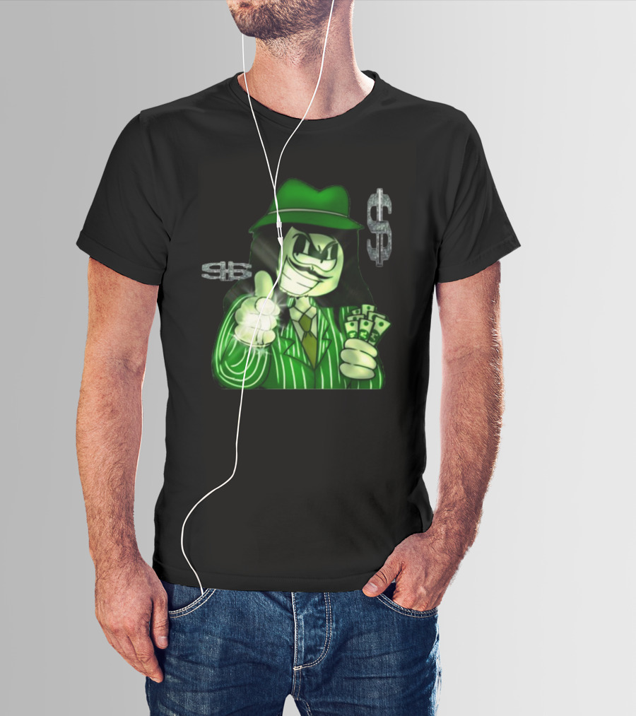Green Gangsta Spongewhang With Money And Dollar Signs T-Shirt