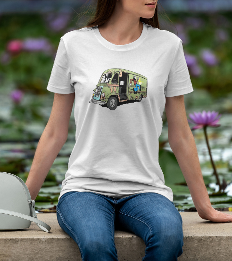 Aerosmith Band Van Camouflage Cartoon Running Starburst Concert T-Shirt