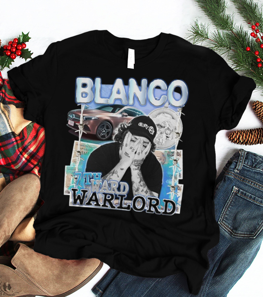 Blanco 7Thward Warlord Money Car Skull Tattoo Barbed Wire Aesthetic T-Shirt