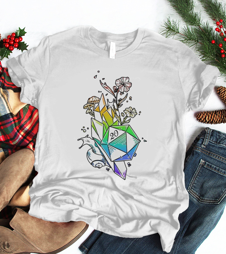 Ritual Cast Pride D20 Natural 20 Crystal Floral Fantasy T-Shirt