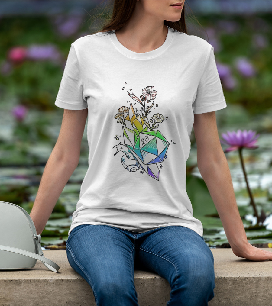 Ritual Cast Pride D20 Natural 20 Crystal Floral Fantasy T-Shirt