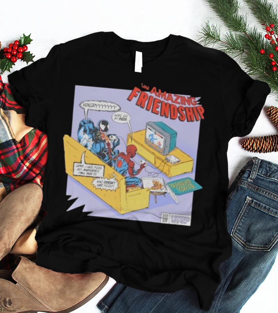 Hungry Pizza Lovers Unite On Couch With Amazing Friendship TV T-Shirt