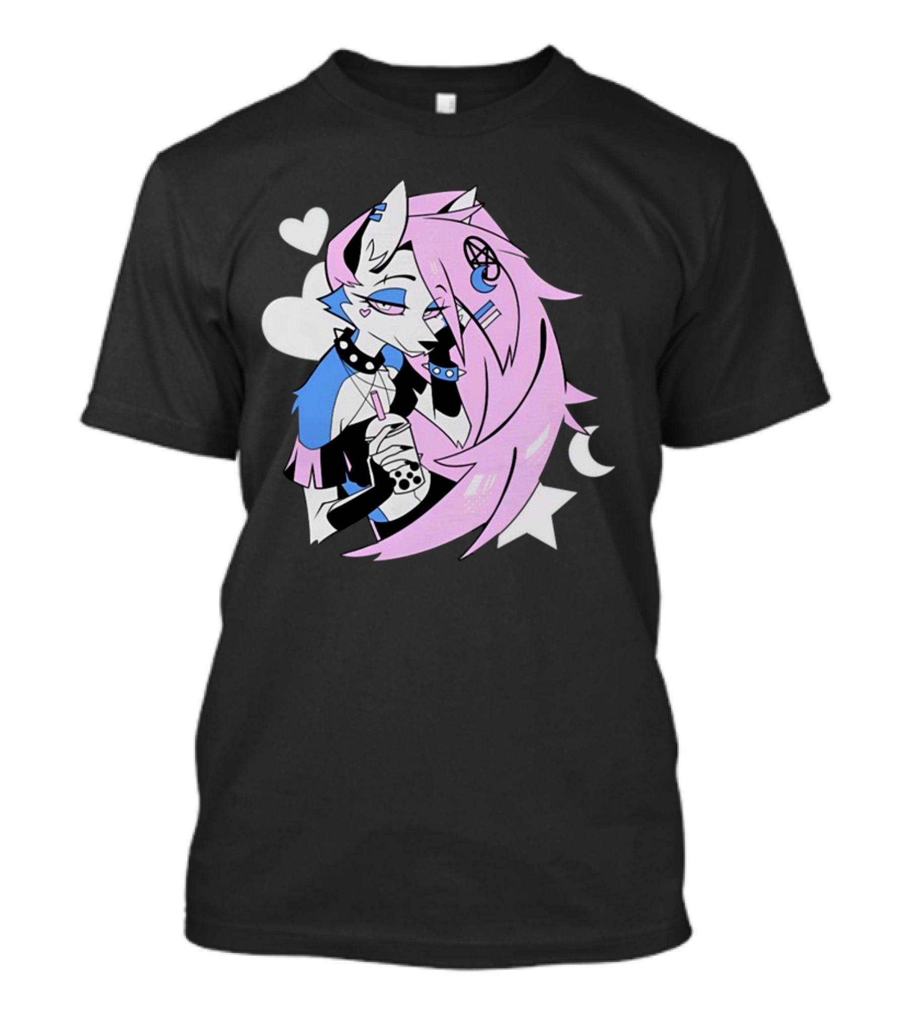 Trans Colored Loona Pastel Goth Aesthetic With Heart And Star Symbols T-Shirt