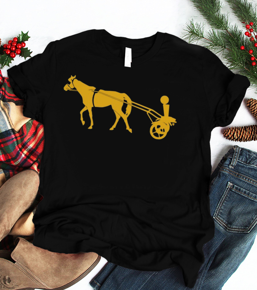 Horse Cart Silhouette With Rider In Yellow T-Shirt
