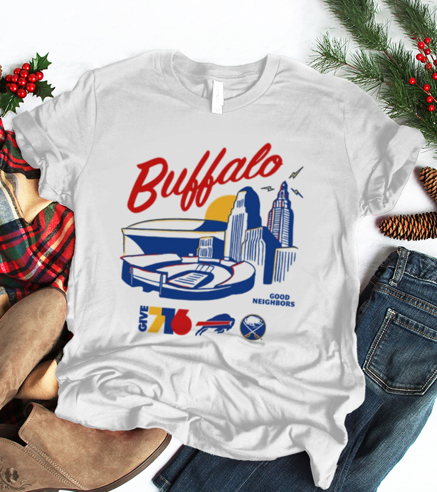 Buffalo Good Neighbors Skyline Give 716 Sabres Bills Elements T-Shirt