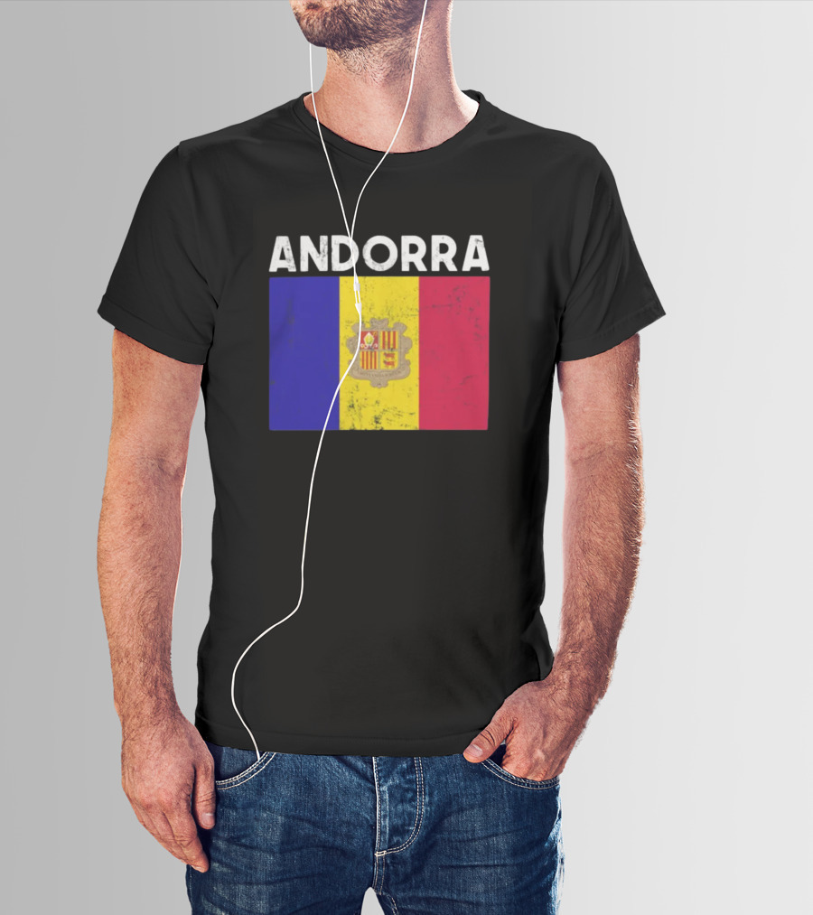 ANDORRA Flag Andorra4032 Iconic Symbol Emblem T-Shirt