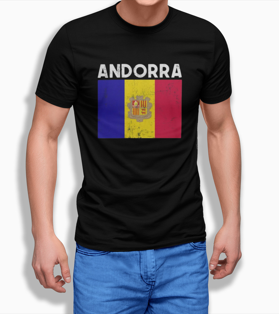 ANDORRA Flag Andorra4032 Iconic Symbol Emblem T-Shirt