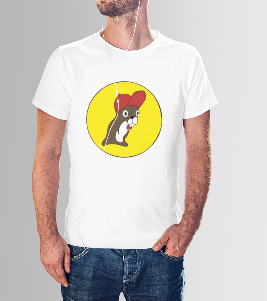 Baby Genius Beaver Red Cap Yellow Circle Buc-ee's Cup T-Shirt