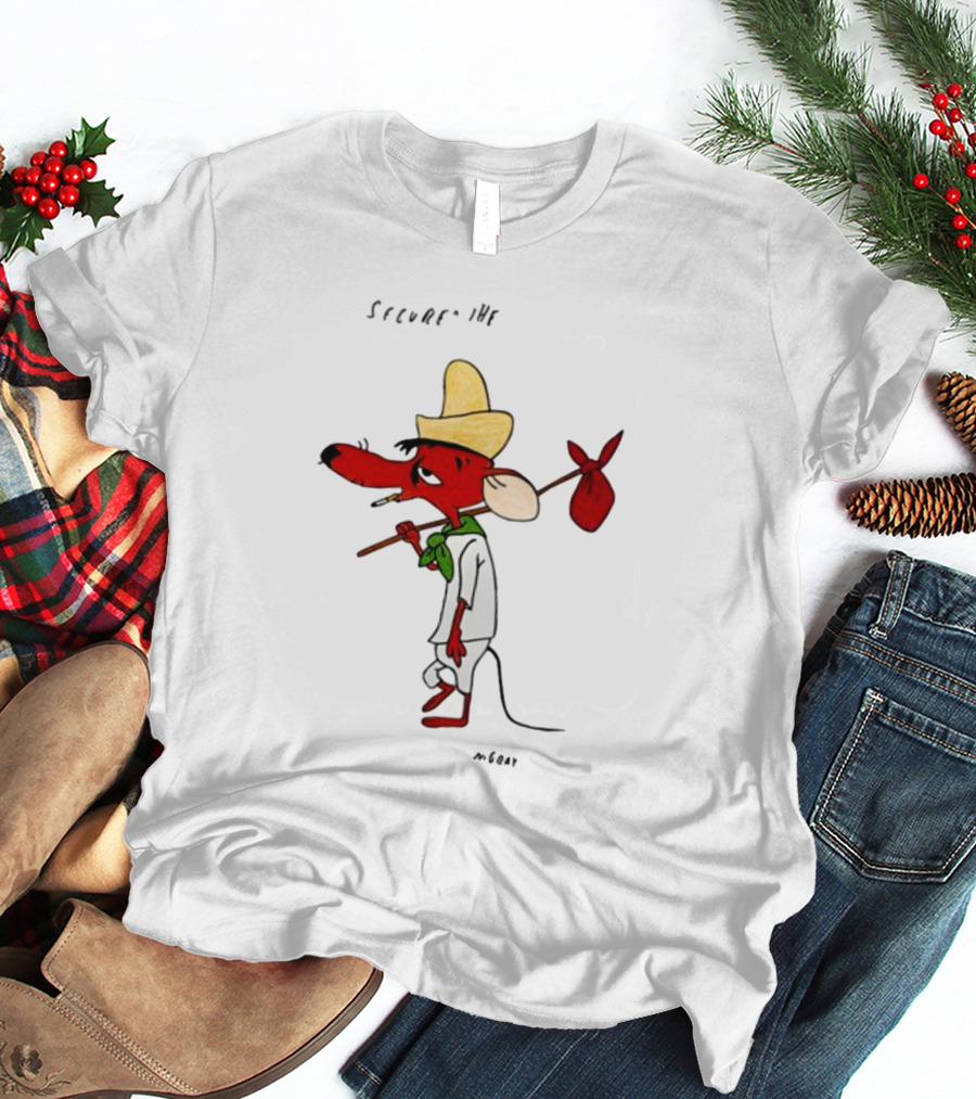 Secured The Bag Mouse Cartoon Character With Sombrero Baguio Street T-Shirt