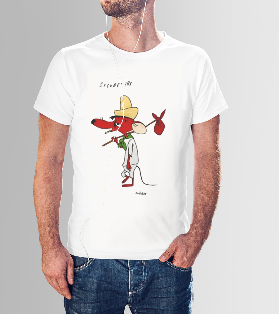 Secured The Bag Mouse Cartoon Character With Sombrero Baguio Street T-Shirt