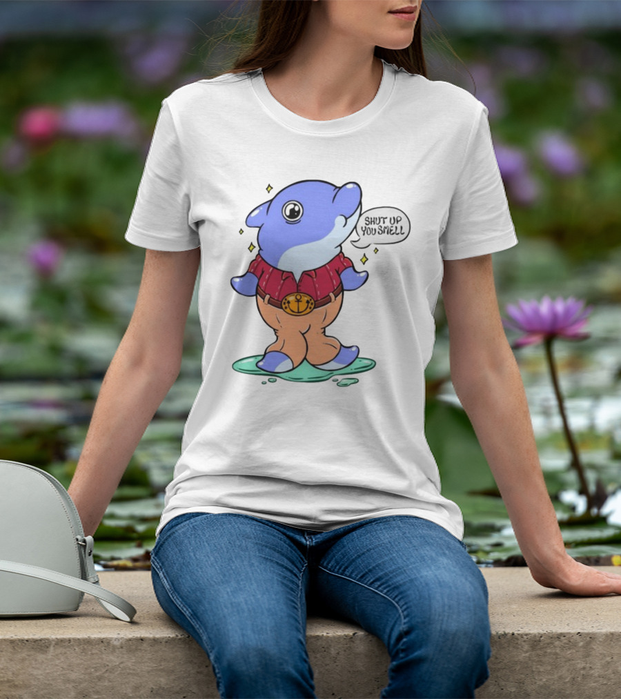 Shut Up You Smell Anchor Belt Dolphin Character T-Shirt